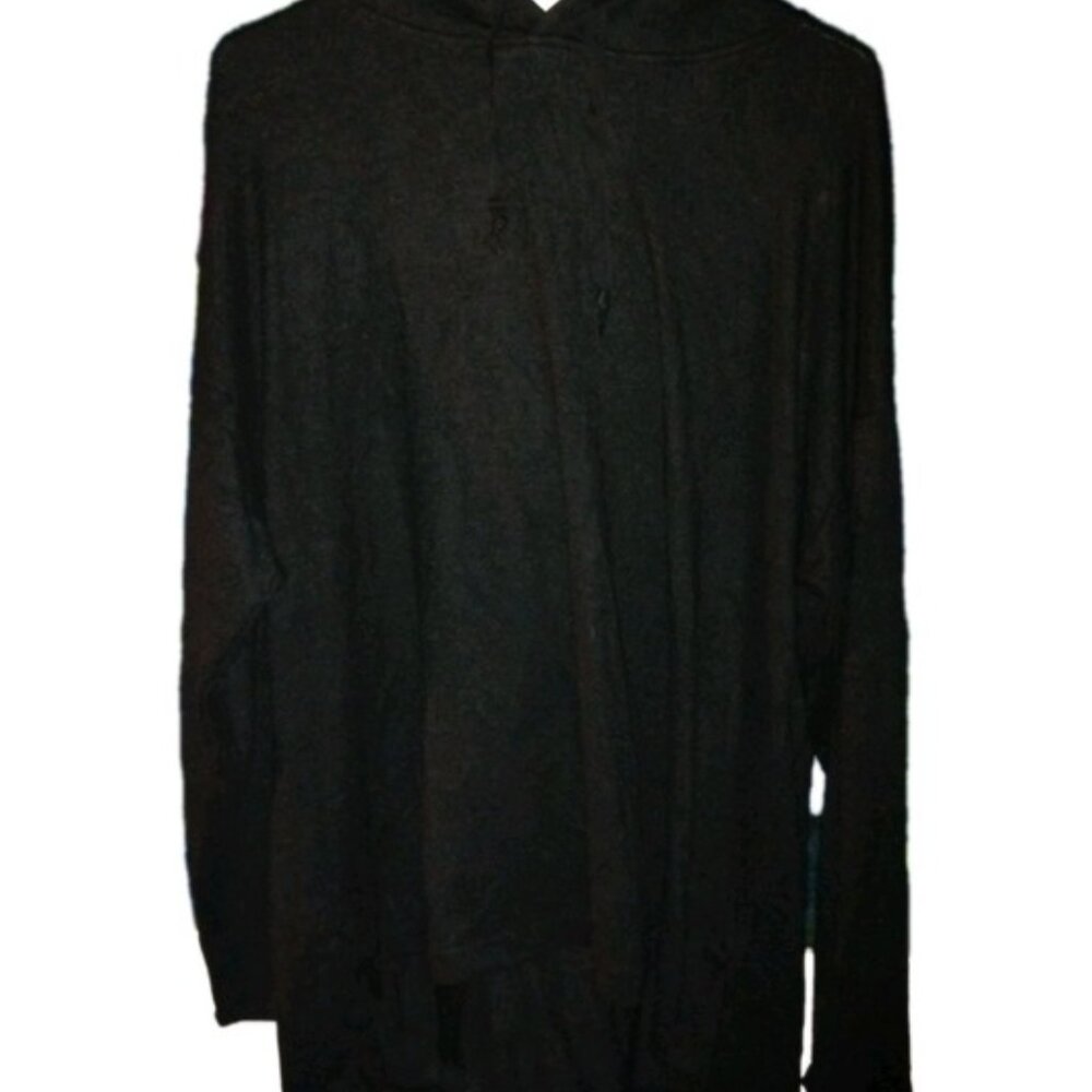 Max & Mia Womens XXL HOODIE Black Rayon Long Sleeve Pullover Shirt Sweater EUC